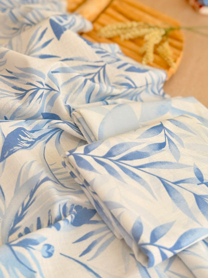 Printed Linen Blue Breeze