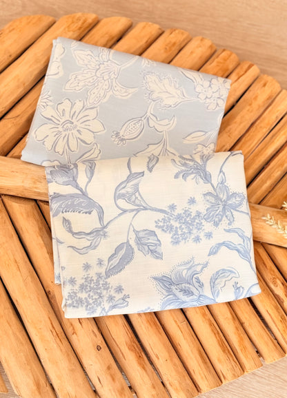 Printed Linen Slub Porcelain Garden