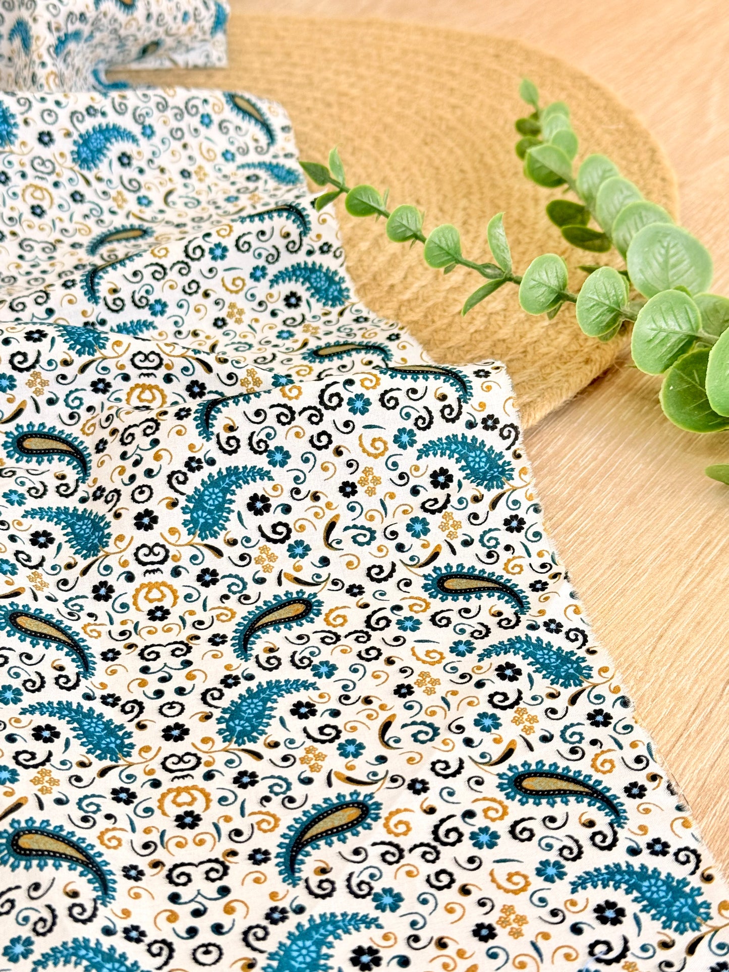 Printed Cotton Azure Paisley