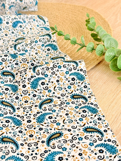 Printed Cotton Azure Paisley