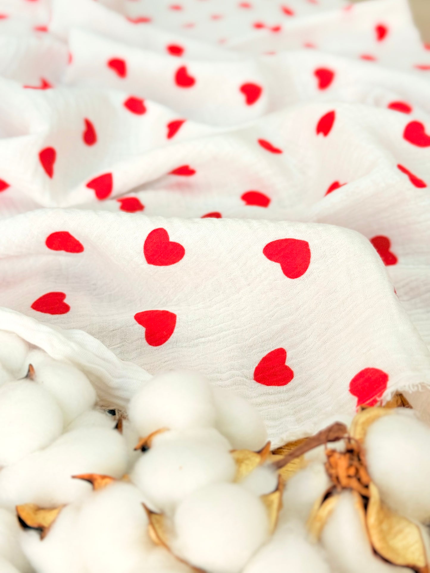 Muselina Red Hearts