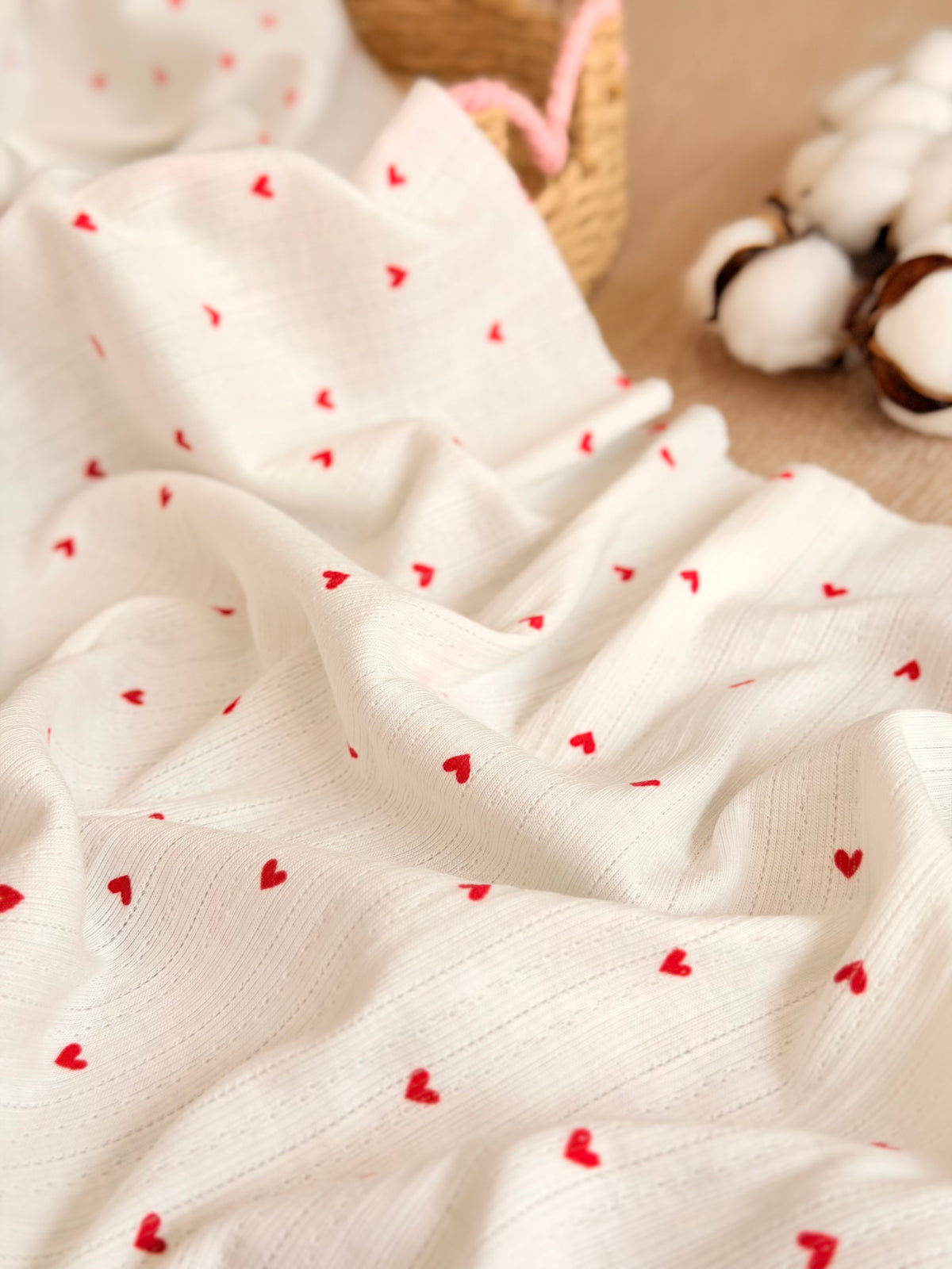 Printed Cotton Jersey Sweetheart Dots
