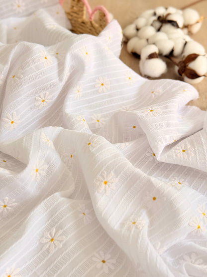 Embroidered Cotton Daisy Fields