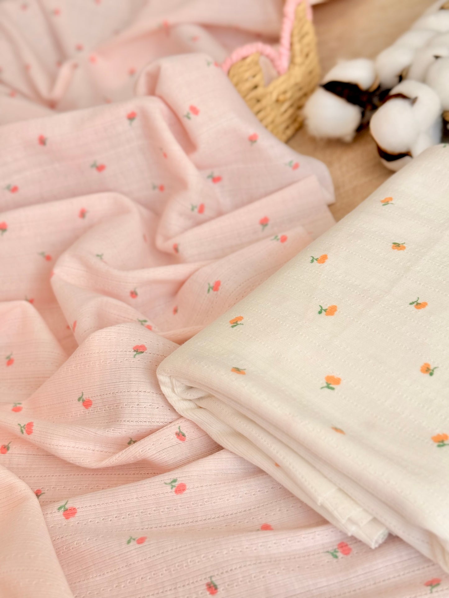 Printed Cotton Jersey Tiny Roses