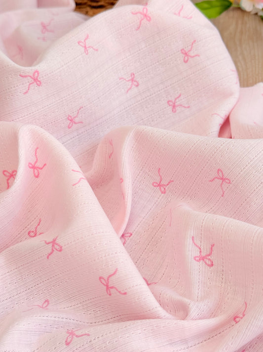 Printed Cotton Jersey Blush Bows