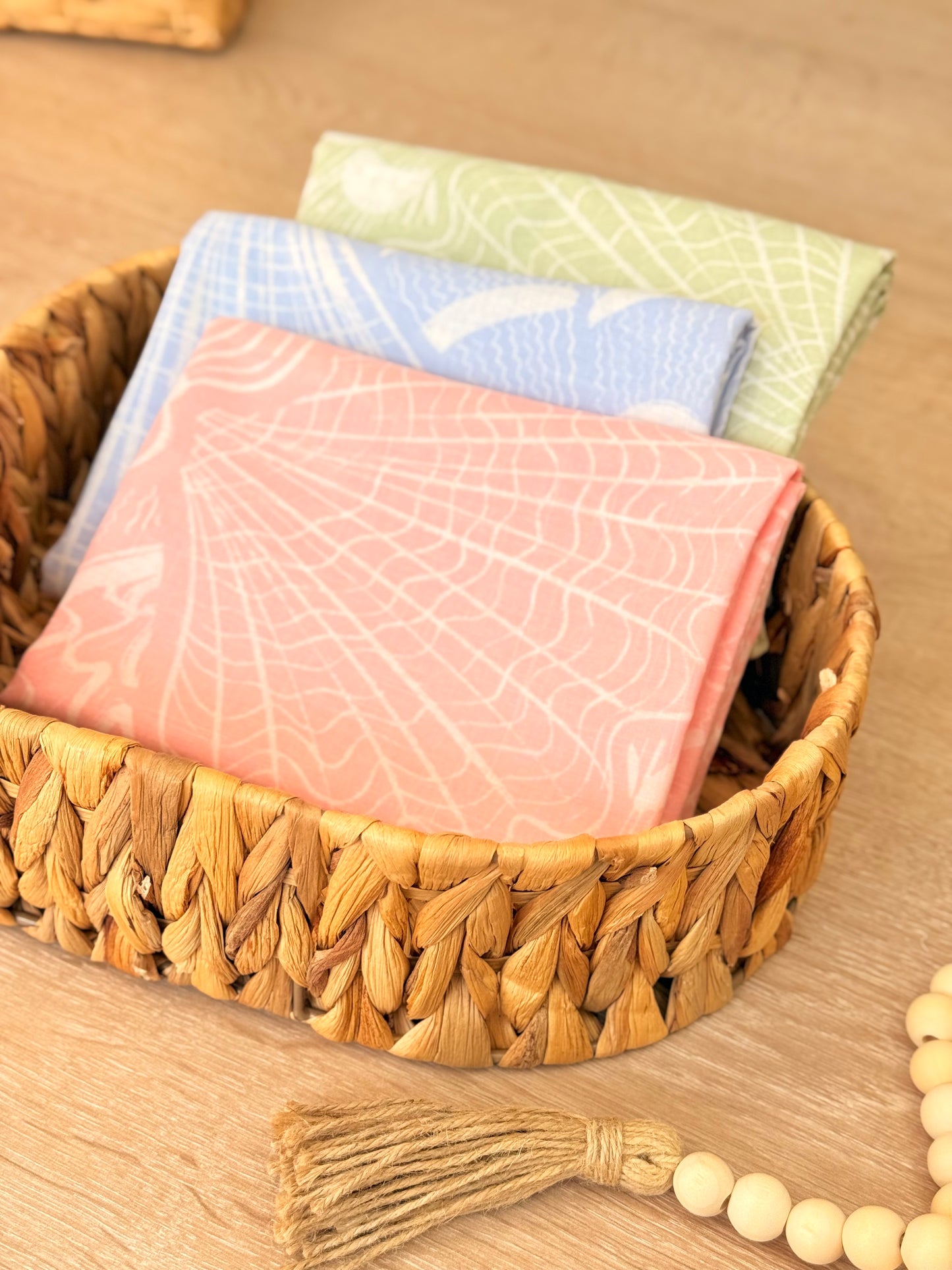 Printed Linen Coral Flow