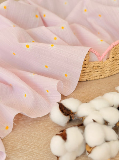 Embroidered Cotton Daisy Blush