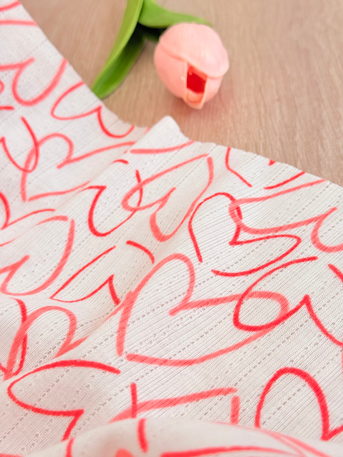 Printed Cotton Jersey Love Sketch