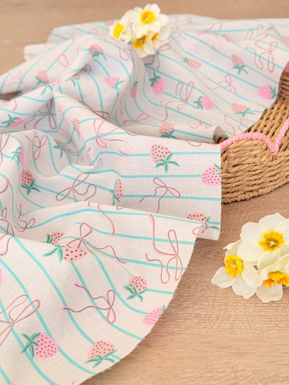 Printed Cotton Strawberry Ribbons