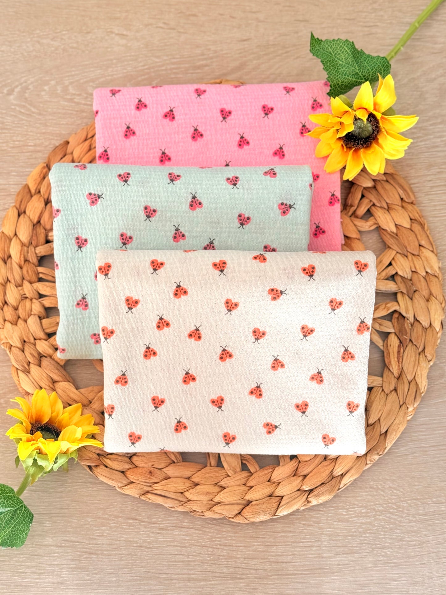 Knitted Seersucker Ladybug Garden