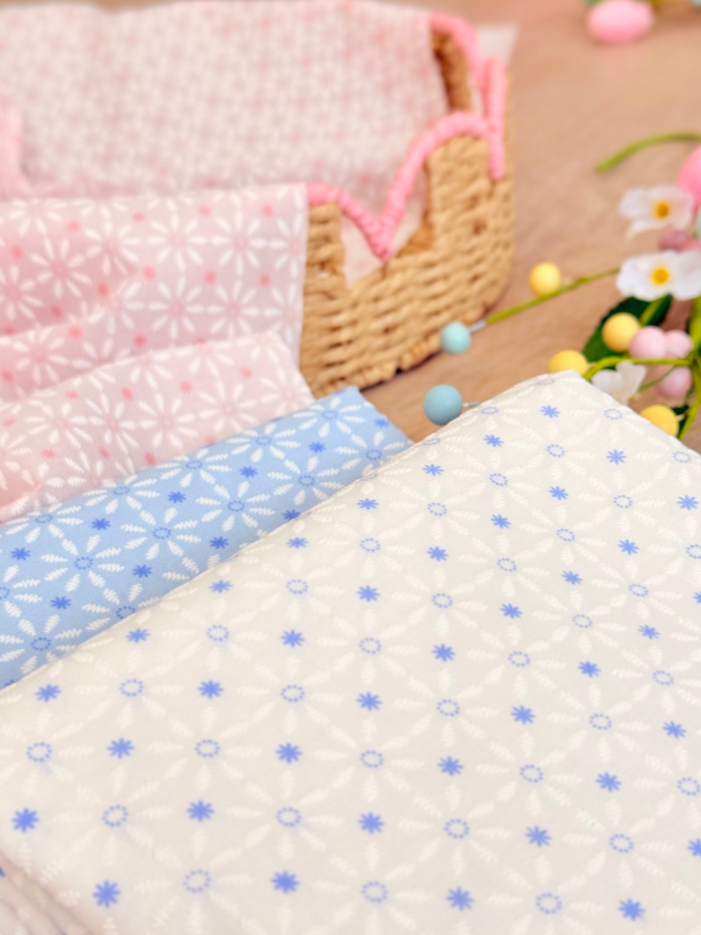 Puff Printed Cotton Blossom Grid