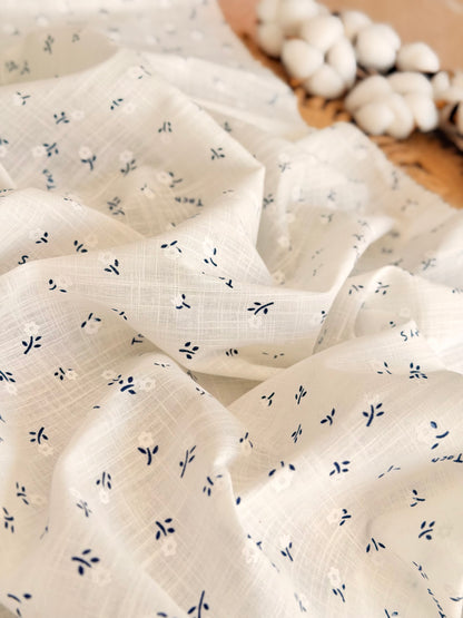 Puff Printed Cotton Tiny Blue Blooms