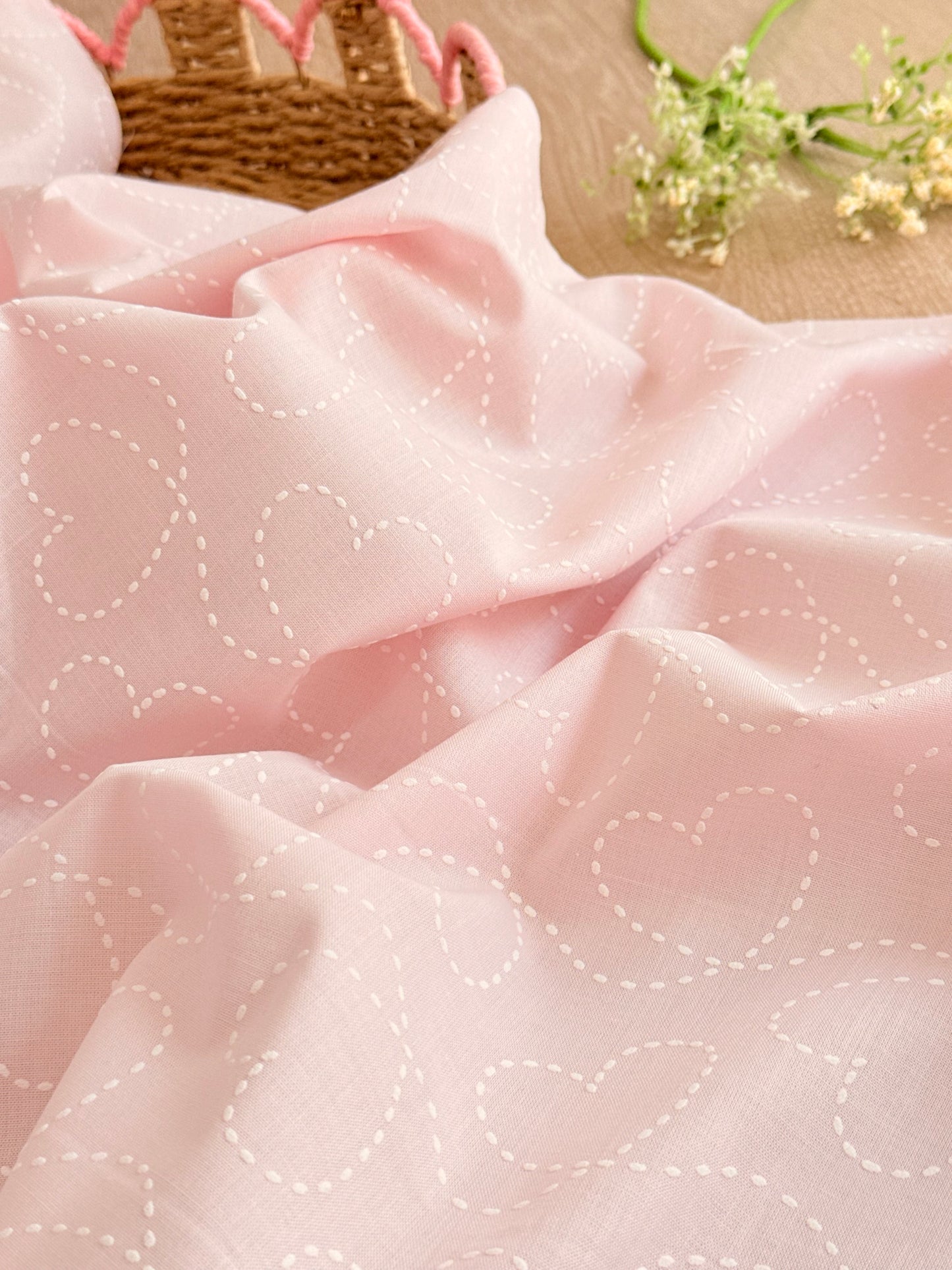 Puff Printed Cotton Stitched Hearts
