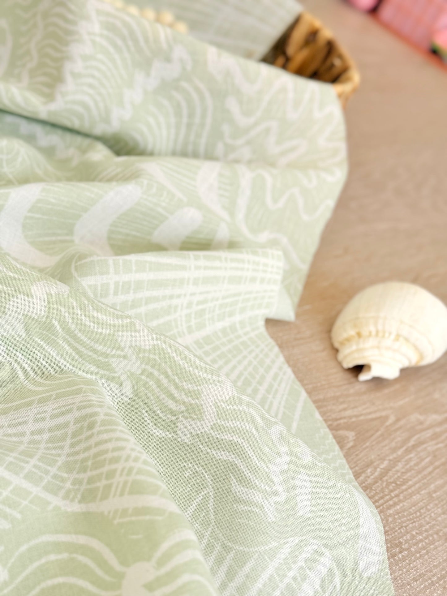 Printed Linen Coral Flow