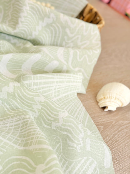 Printed Linen Coral Flow