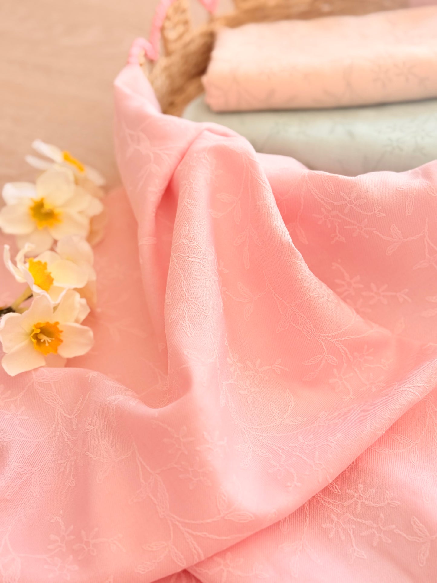 Twill Puff Stretch Blush Garden