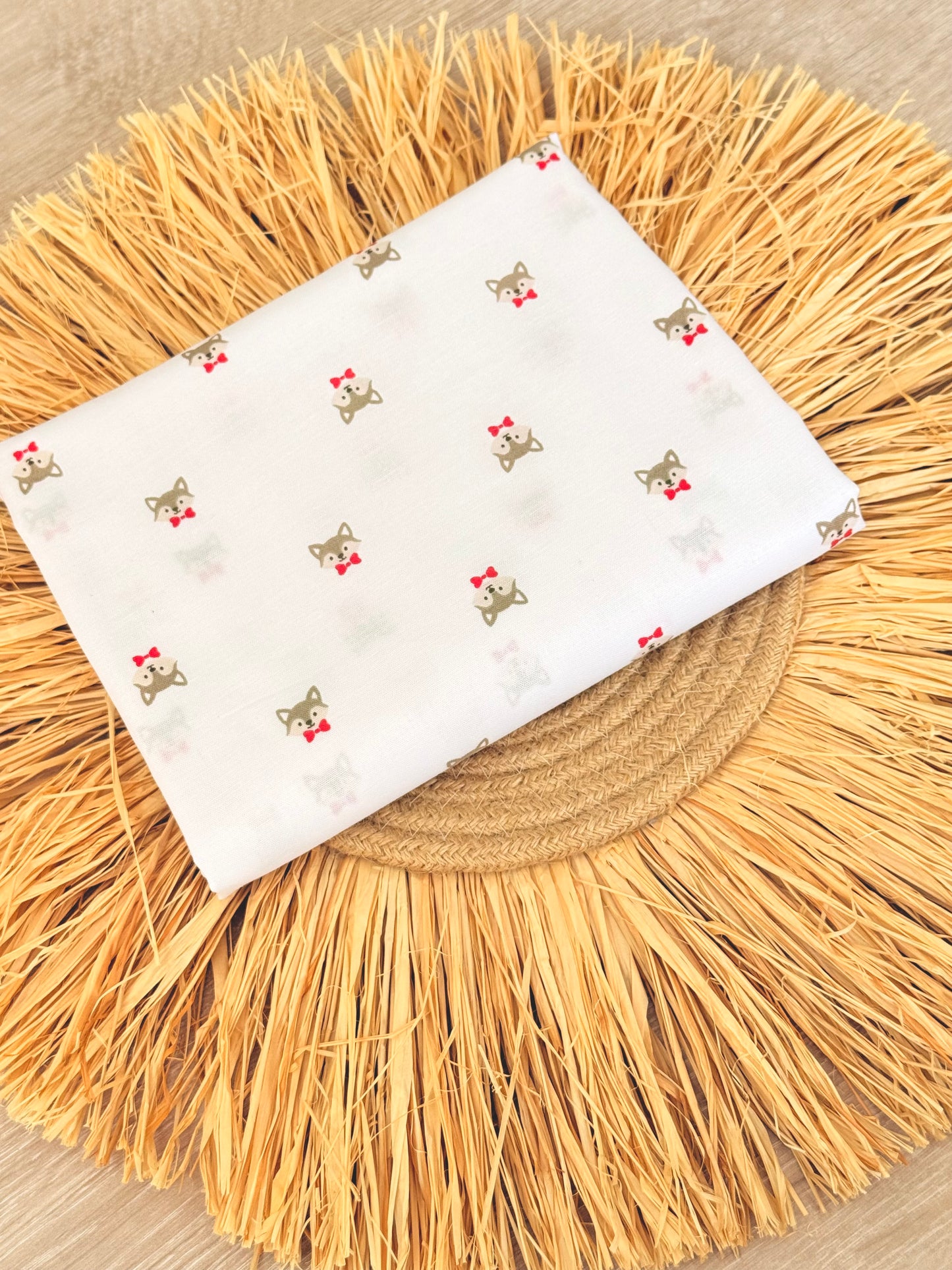 Printed Cotton Bow Puppy