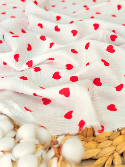 Muselina Red Hearts