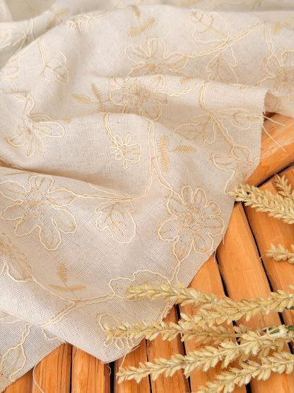 Embroidered Linen Ivory Meadow