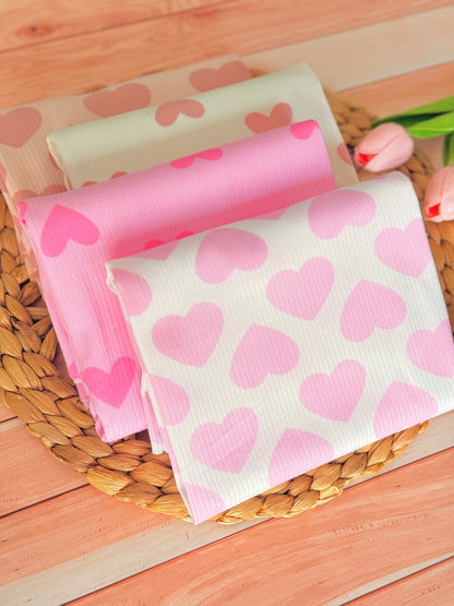 Printed Rib Pink Hearts Dream