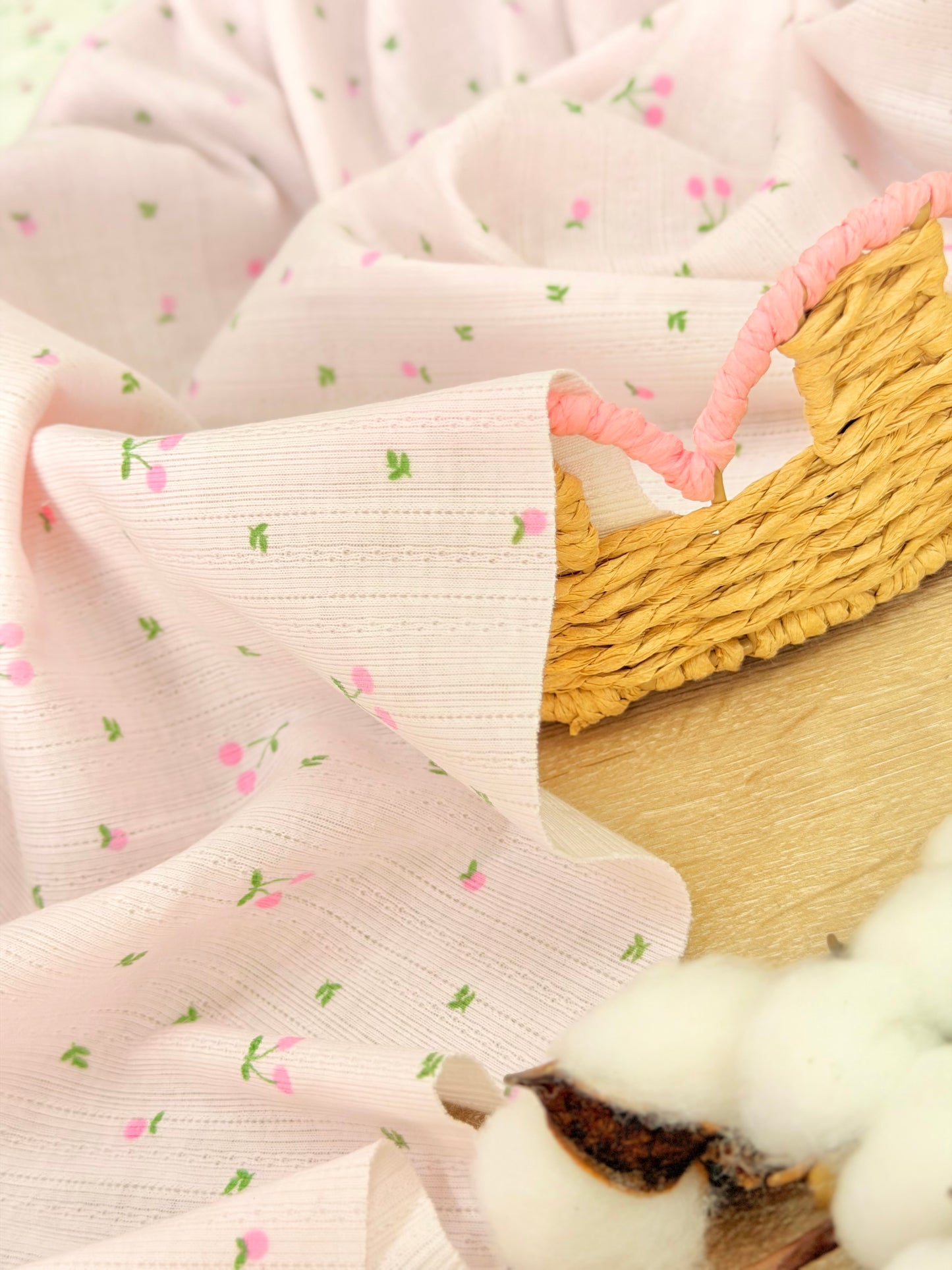 Printed Cotton Jersey Cherry Blossom