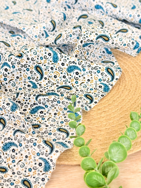 Printed Cotton Azure Paisley