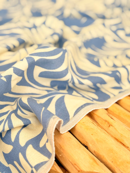 Printed Linen Santorini Leaves