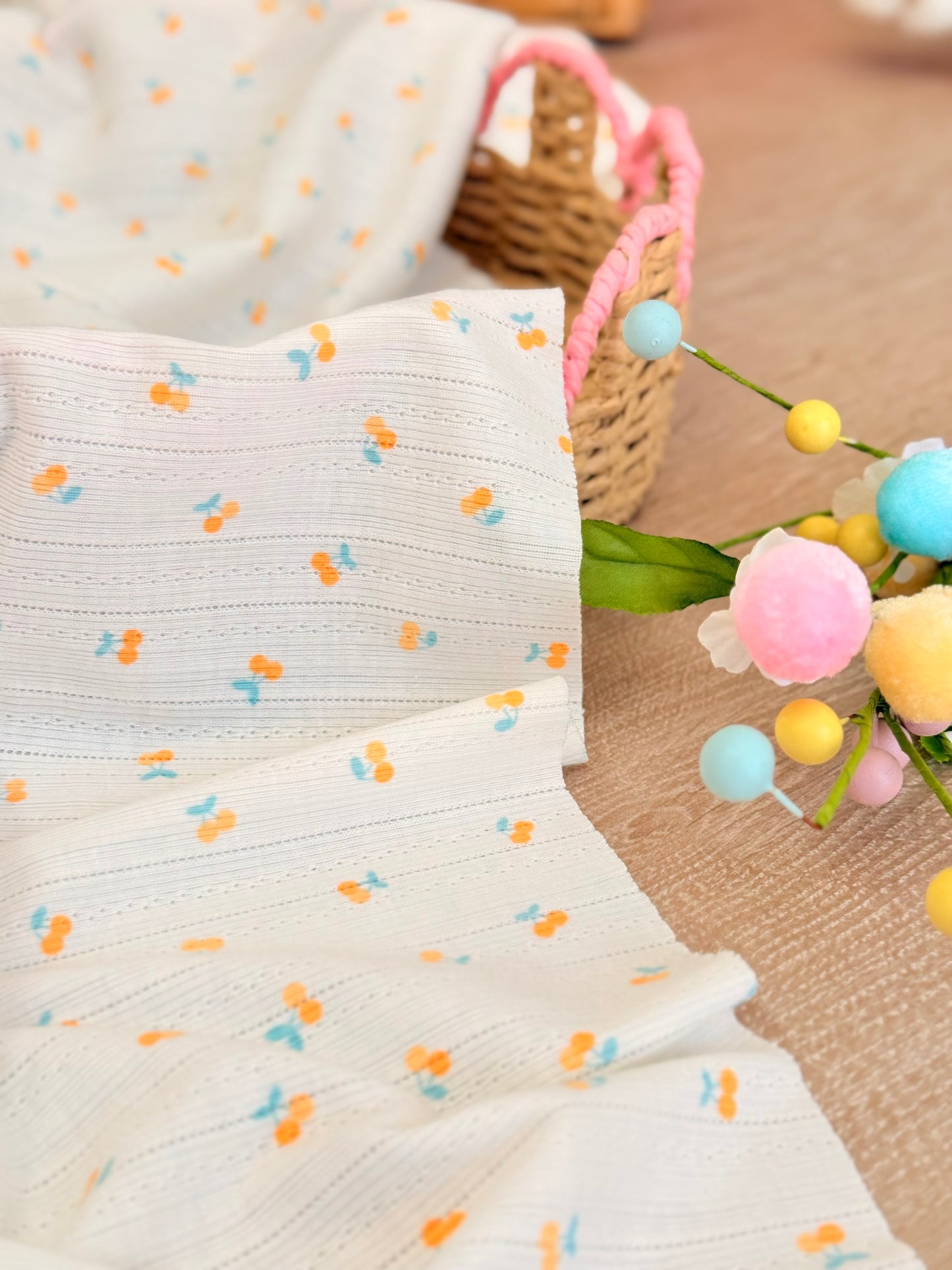Printed Cotton Jersey Sweet Cherries