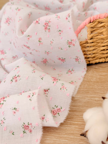 Printed Plumeti Cotton Blushing Rose