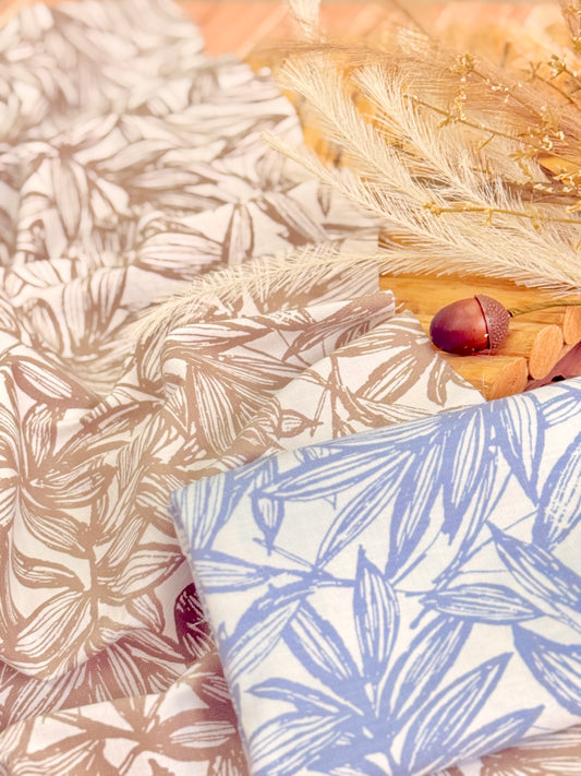 Slub Printed Linen Botanical Sketch