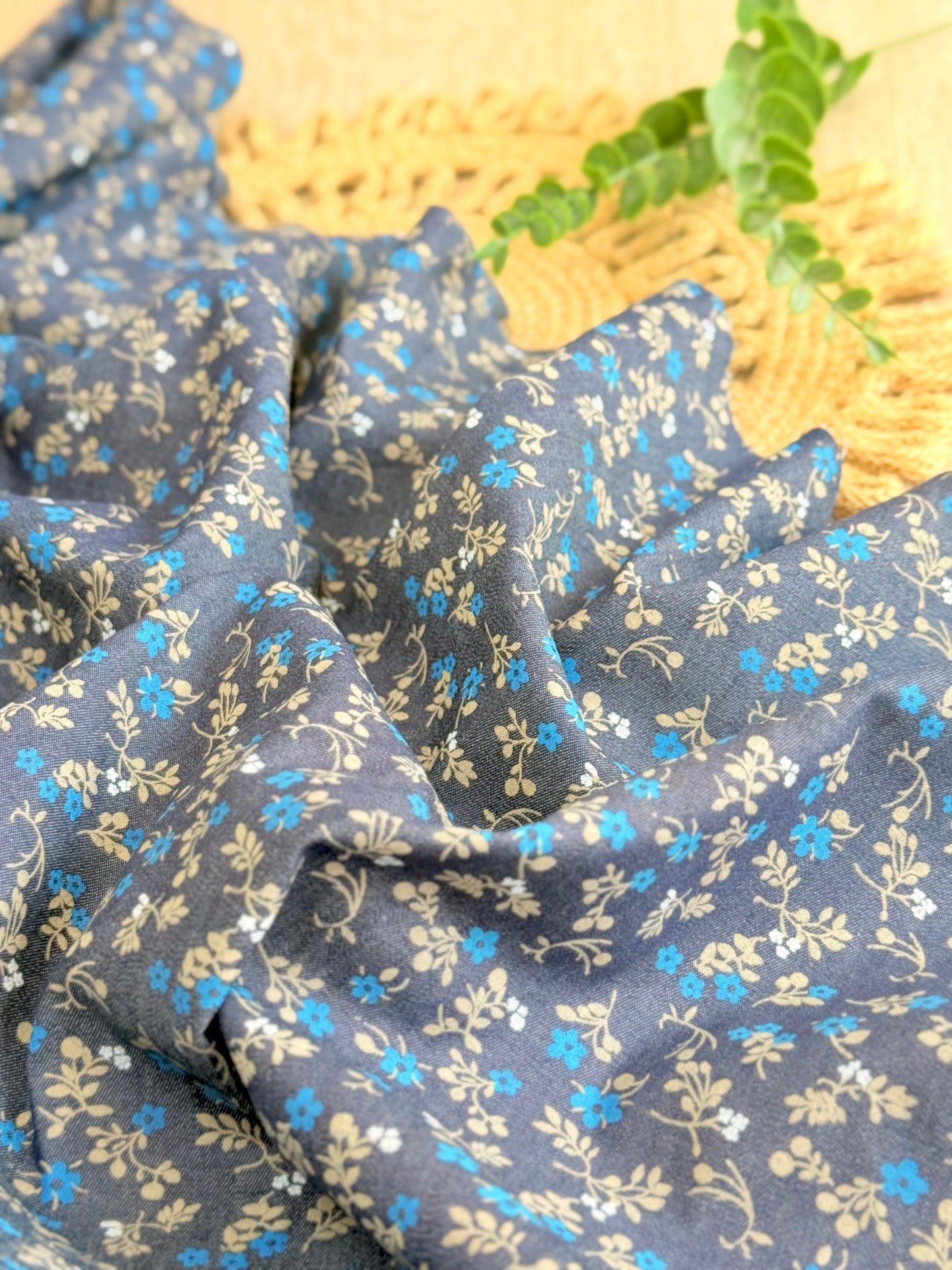 Printed Denim Bluebell Garden