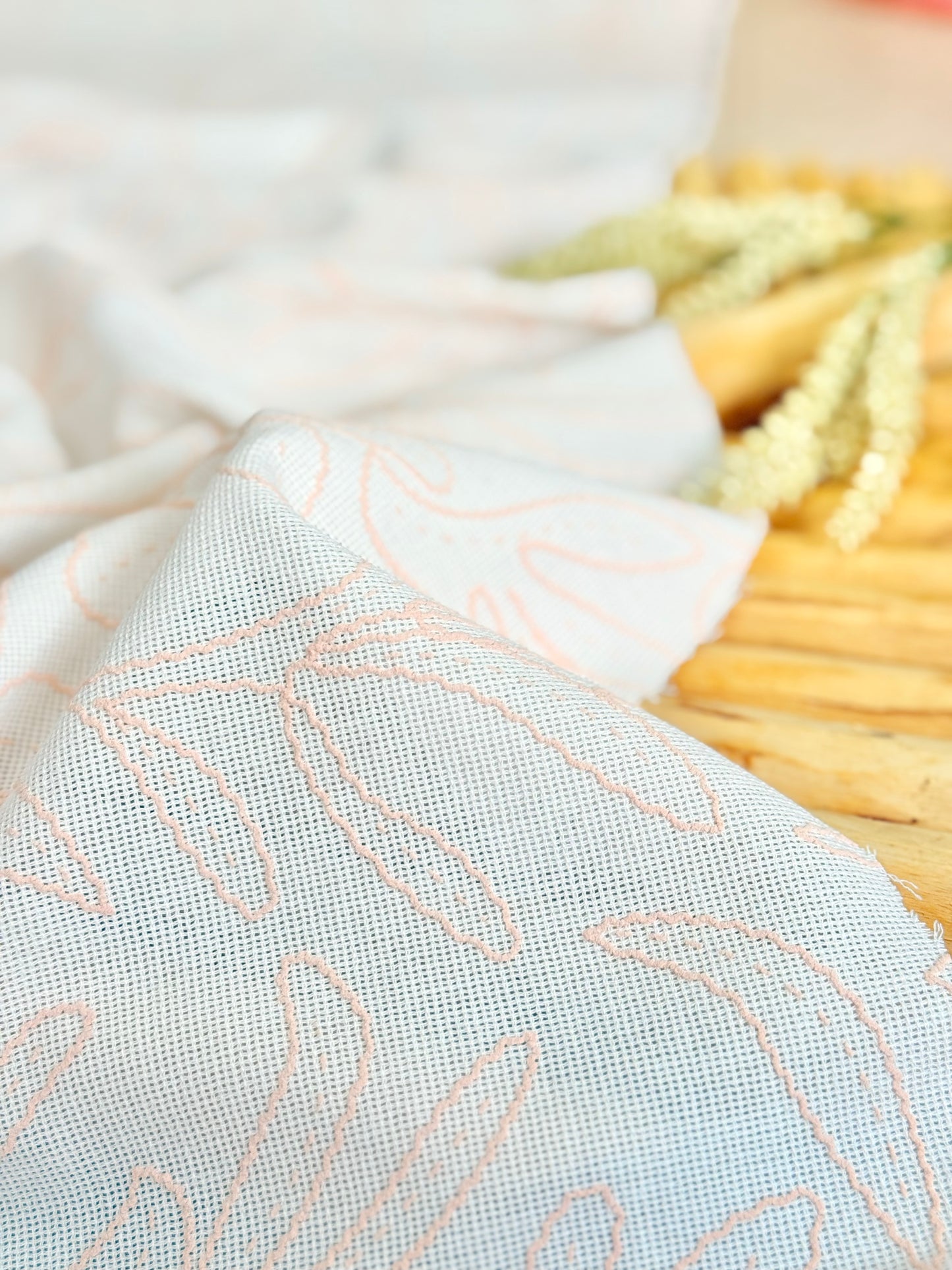 Artisanal Printed Linen Quiet Embroidery