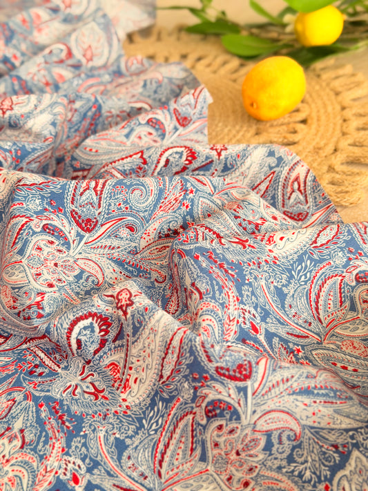 Printed Cotton Blue Paisley