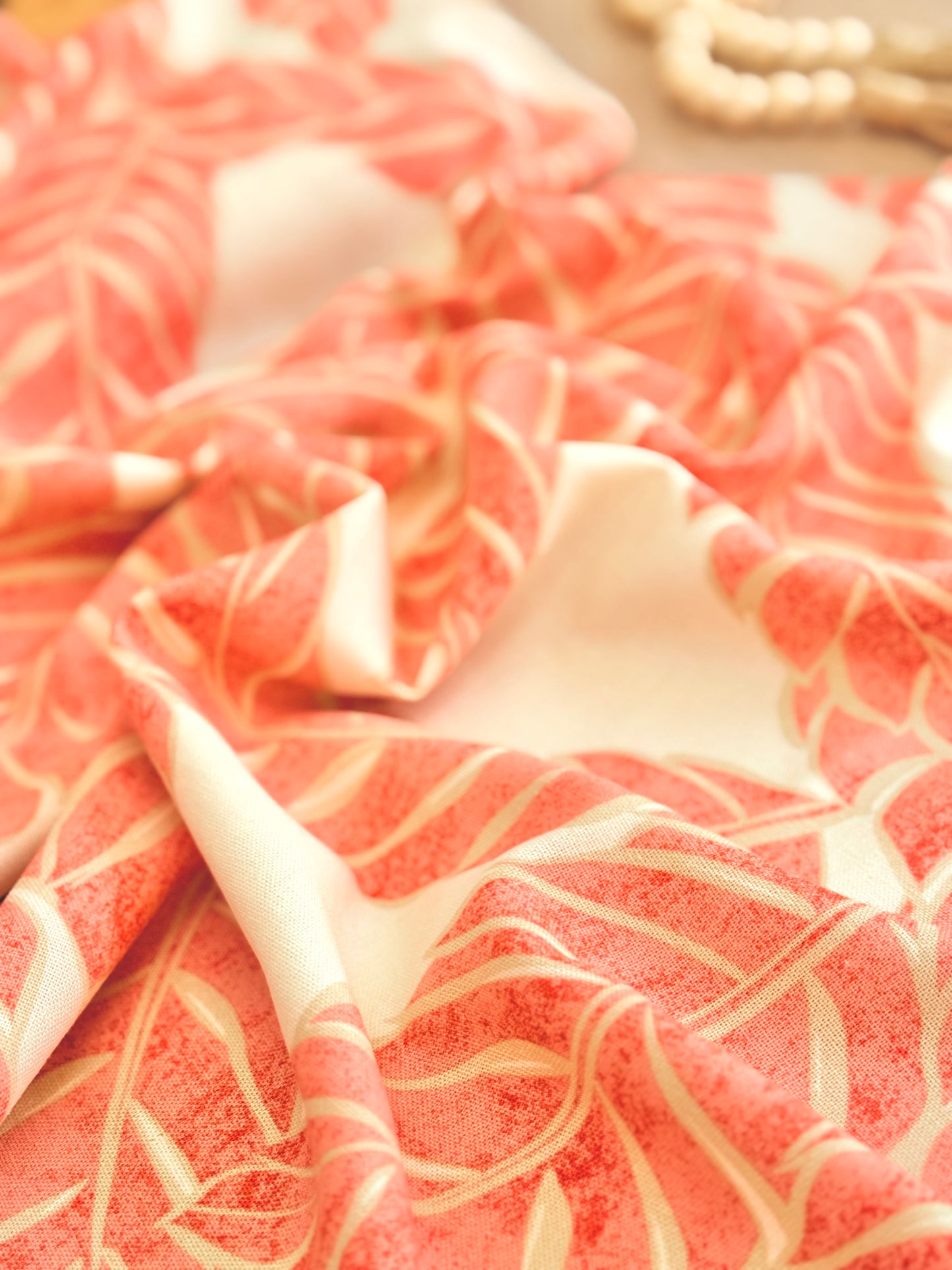 Printed Linen Coral Whisper