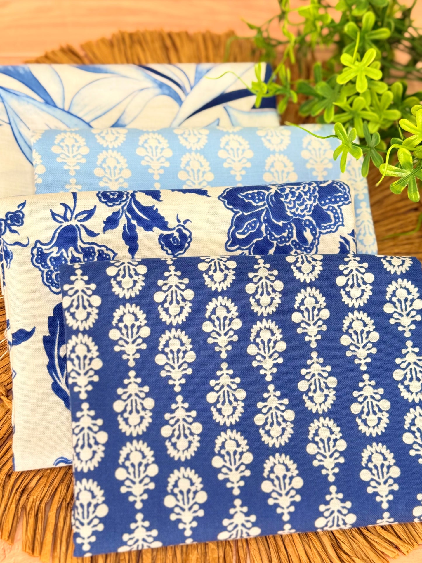 Printed Linen Indigo Garden