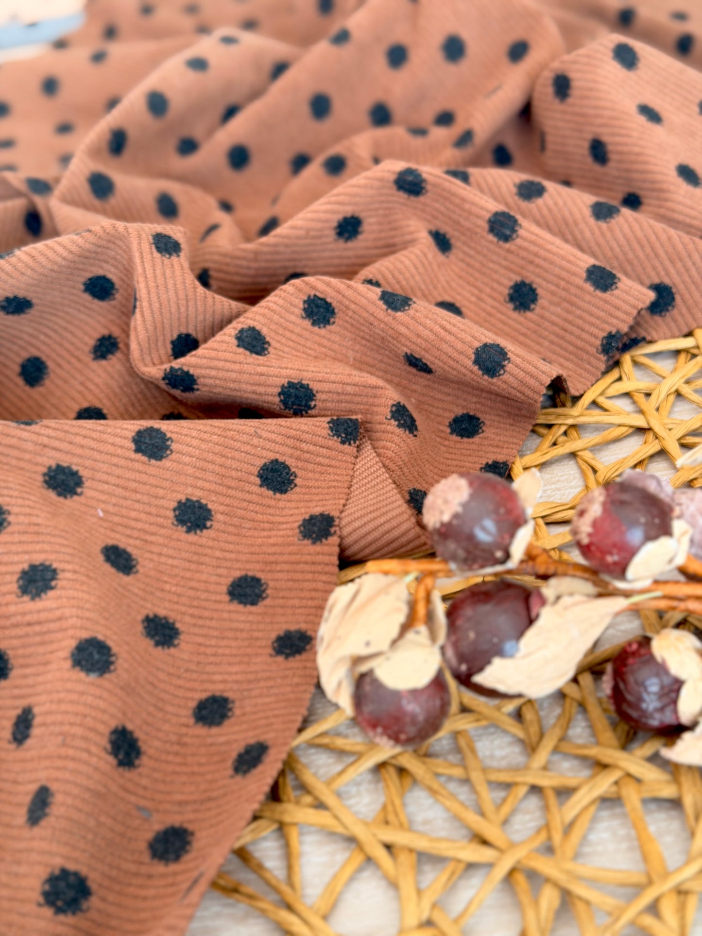 Printed Corduroy Mocha Dots