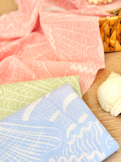 Printed Linen Coral Flow