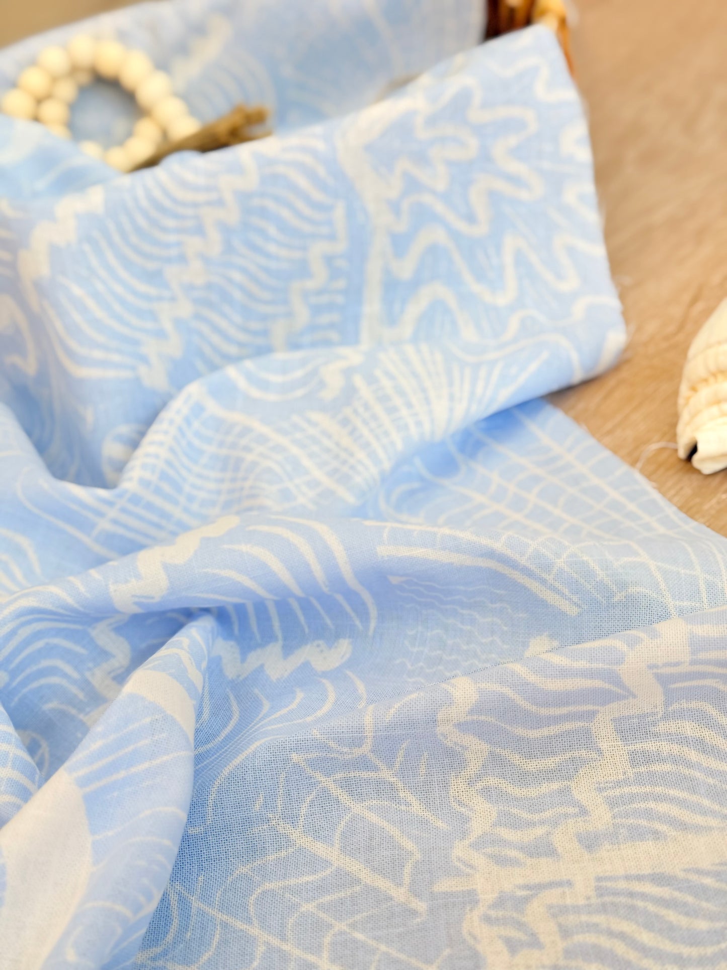 Printed Linen Coral Flow