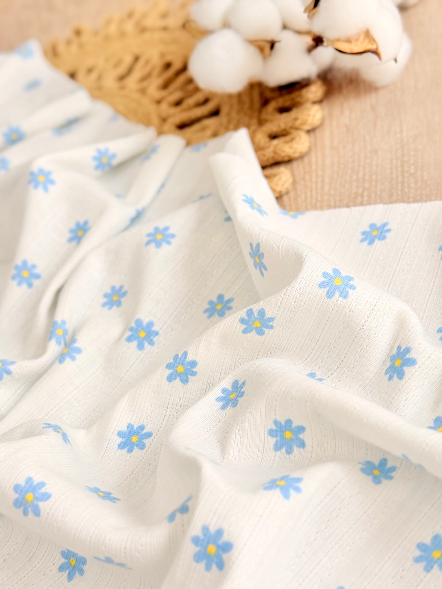 Printed Cotton Jersey Daisy Wishes