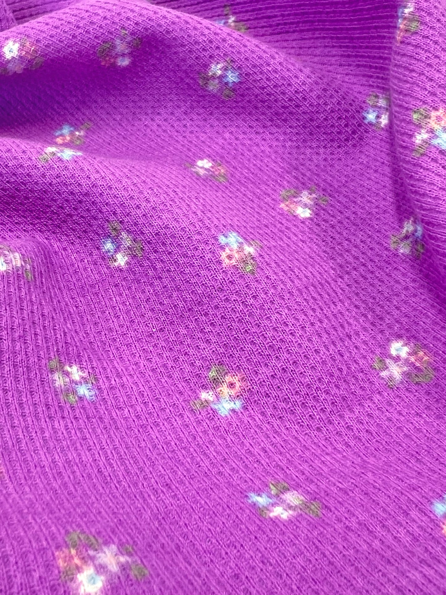 Printed Waffle Fabric Mauve Flower