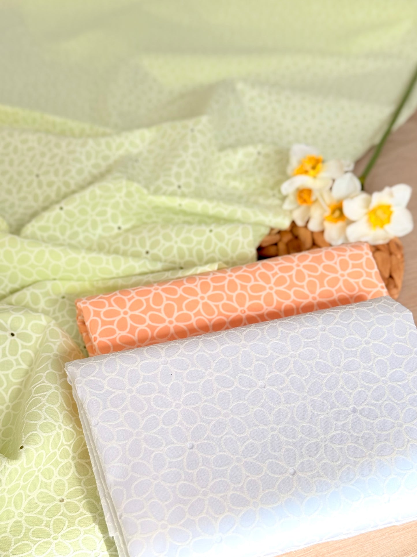 Printed Holl Out Cotton Spring Petals