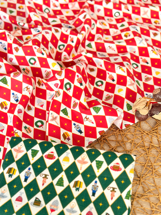 Cotton Twill Christmas Argyle