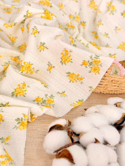 Embroidered Cotton Golden Rose