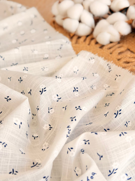Puff Printed Cotton Tiny Blue Blooms