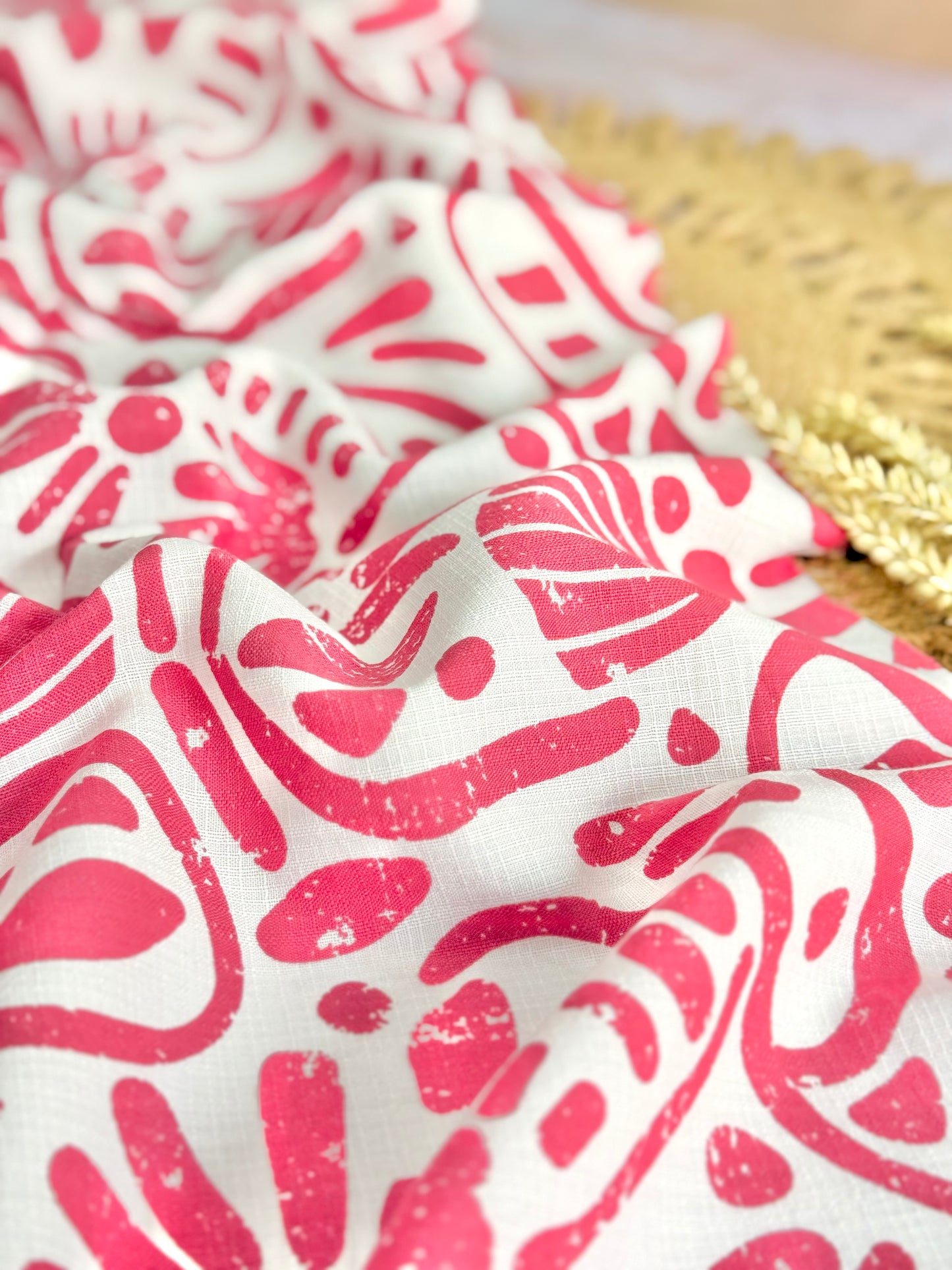 Printed Linen Slub Natural Shapes