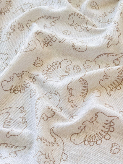 Printed Waffle Fabric Dino