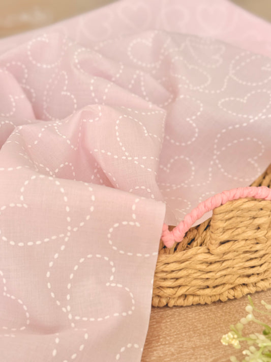 Puff Printed Cotton Stitched Hearts
