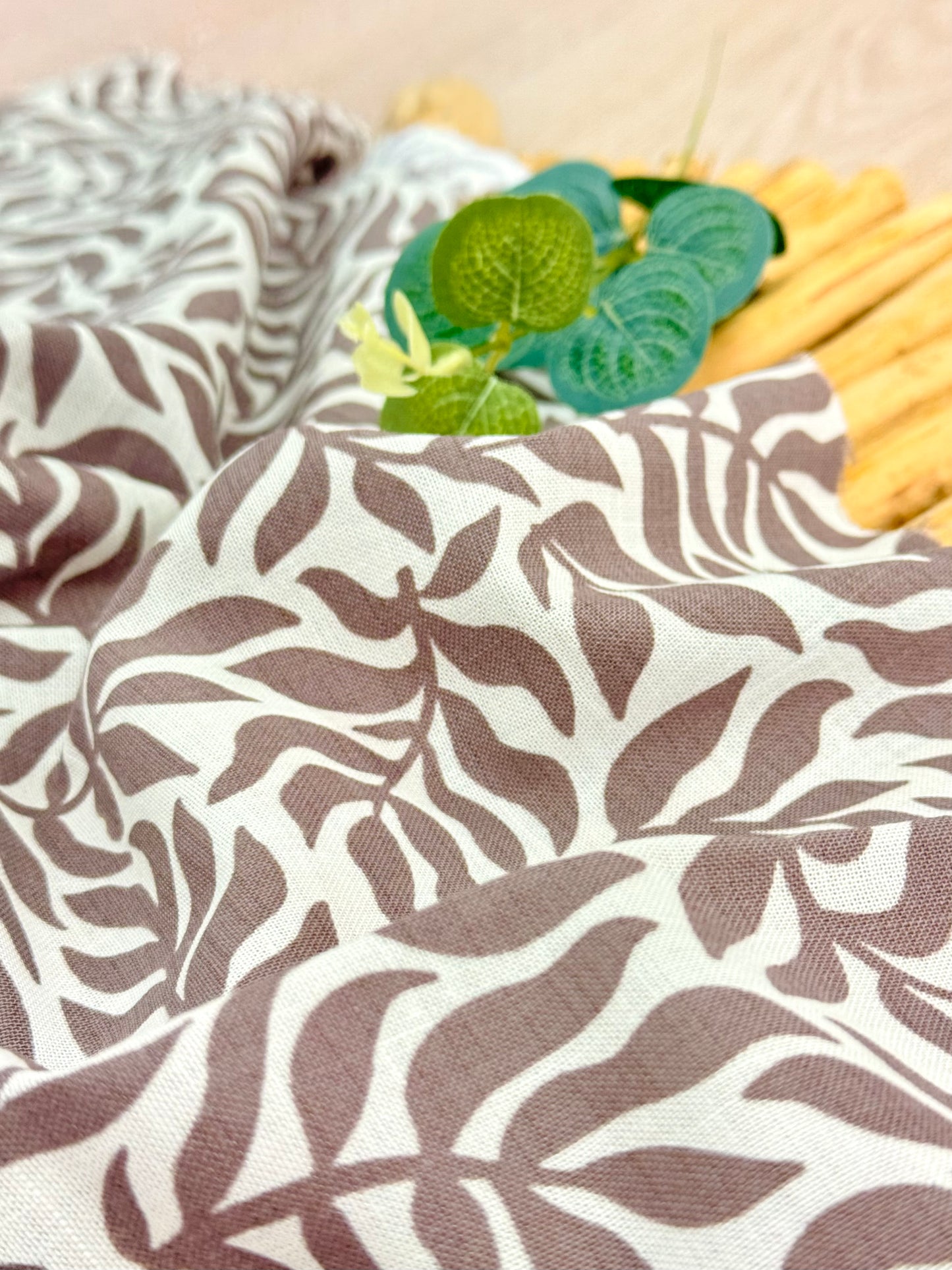 Printed Linen Leaf Harmony