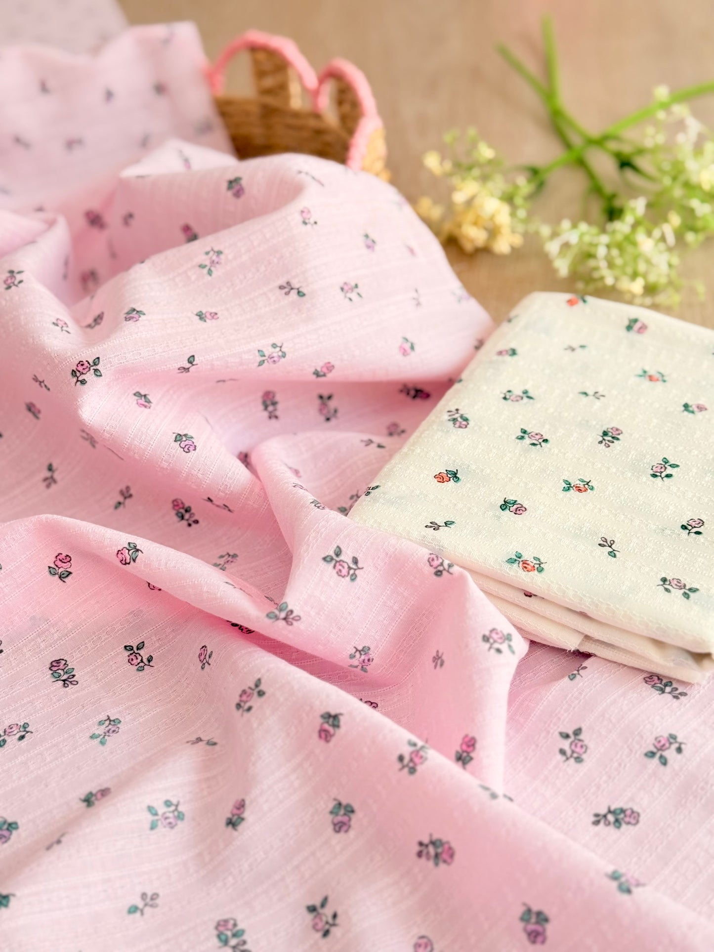 Embroidered Cotton Blush Petals