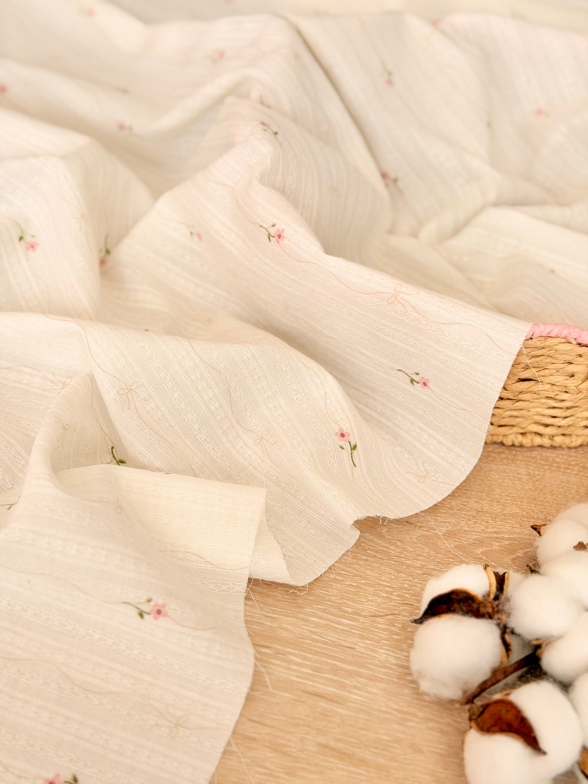 Embroidered Cotton Blush Garden